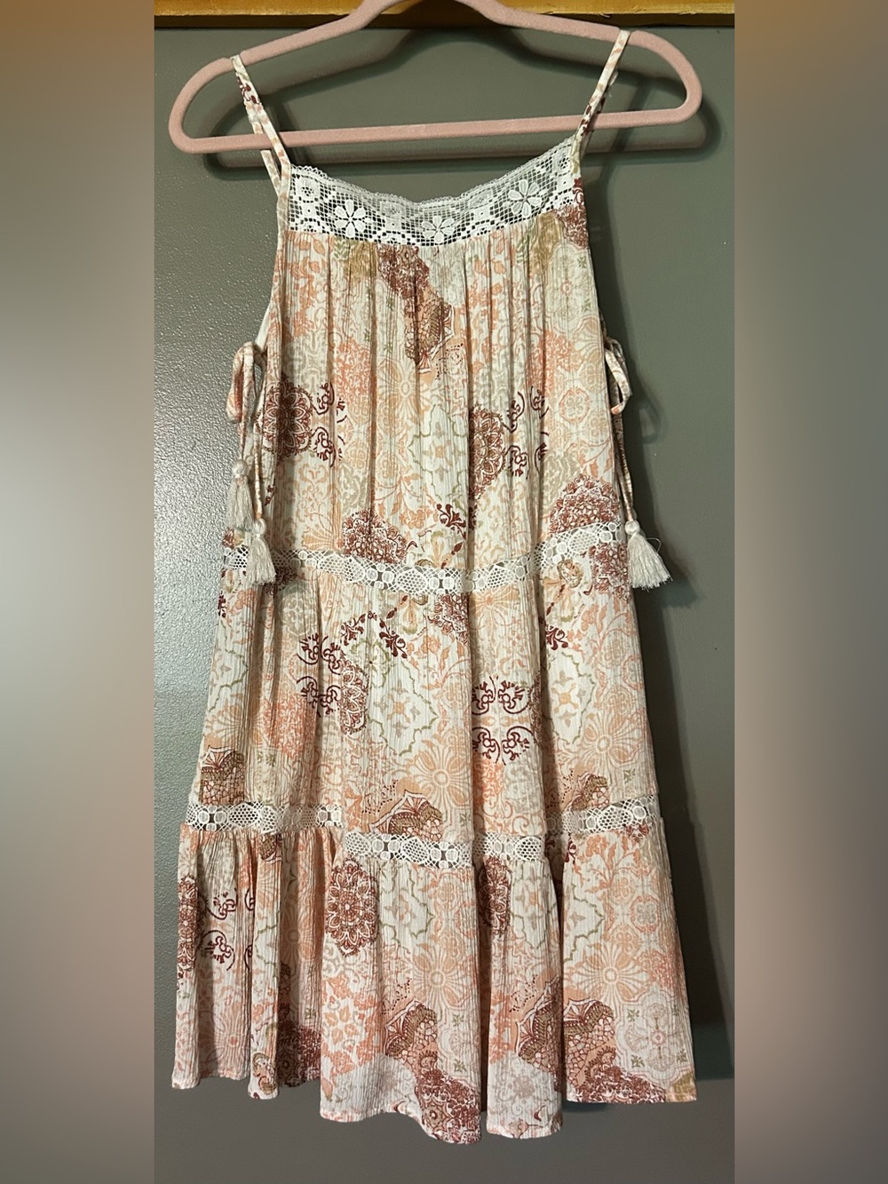 WallFlower Boho Lace Tassel Swing Dress Size Small